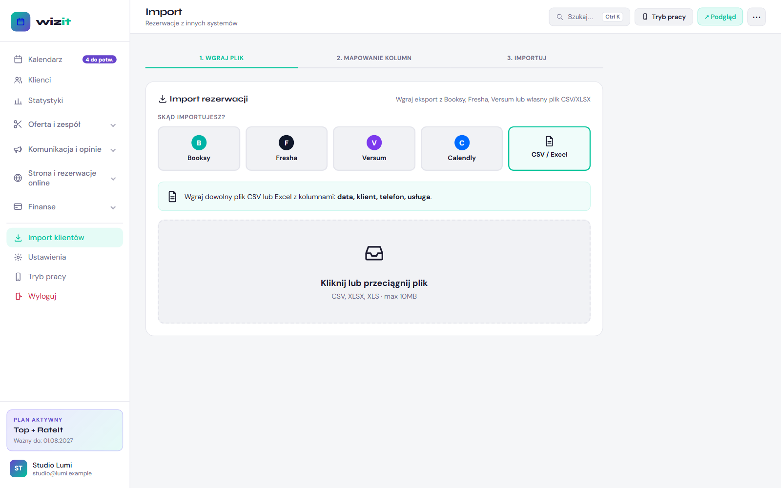 Import rezerwacji wizit.pl
